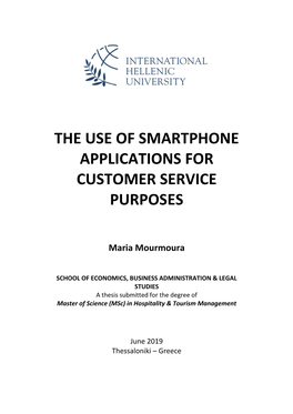 The Use of Smartphone Applications for Customer Service Purposes