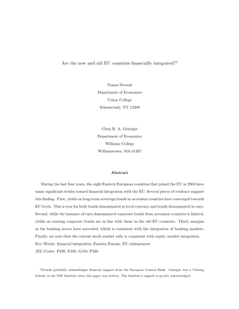 Are the New and Old EU Countries Financially Integrated?1