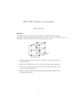 MIT 8.231 Problem 2.1 Americium