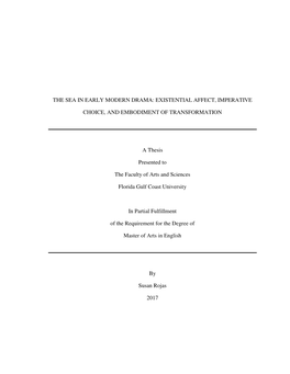 The Sea in Early Modern Drama: Existential Affect, Imperative