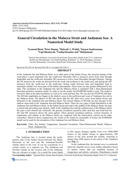 General Circulation in the Malacca Strait and Andaman Sea: a Numerical Model Study