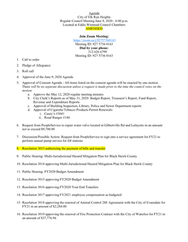 Agenda City of Elk Run Heights Regular Council Meeting June 9, 2020 - 6:00 P.M