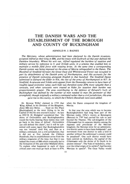 The Danish Wars and the Establishment of the Borough and County of Buckingham