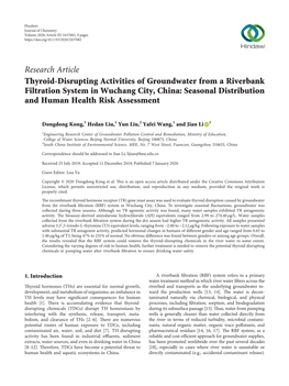 Research Article Thyroid-Disrupting Activities of Groundwater from A