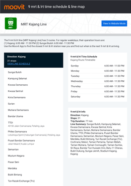 9 Mrt & Lrt Time Schedule & Line Route