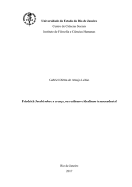 Universidade Do Estado Do Rio De Janeiro Centro De Ciências Sociais Instituto De Filosofia E Ciências Humanas Gabriel Dirma De