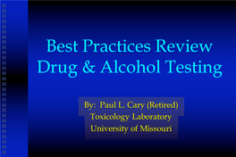 Best Practices Review Drug & Alcohol Testing