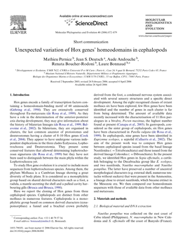 Unexpected Variation of Hox Genes' Homeodomains in Cephalopods