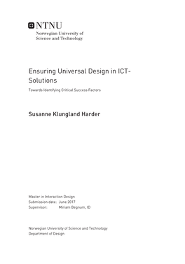 Ensuring Universal Design in ICT-Solutions