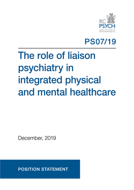 The Role of Liaison Psychiatry in Integrated Physical and Mental Healthcare