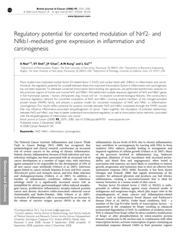 And Nfkb1-Mediated Gene Expression in Inflammation and Carcinogenesis