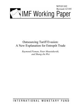 Outsourcing Tariff Evasion: a New Explanation for Entrepôt Trade