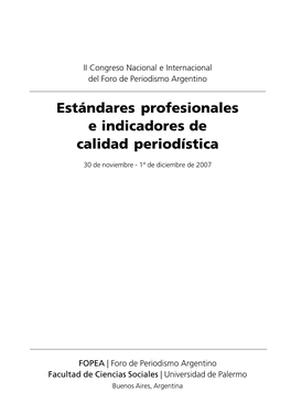 Descargar Estándares Profesionales E Indicadores De Calidad Periodística