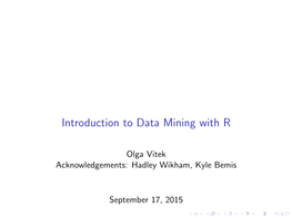 Introduction to Data Mining with R