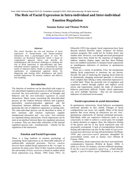 The Role of Facial Expression in Intra-Individual and Inter-Individual Emotion Regulation