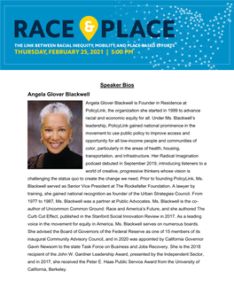 Speaker Bios Angela Glover Blackwell