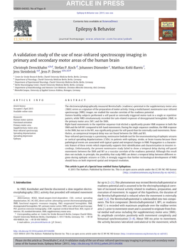 A Validation Study of the Use of Near-Infrared Spectroscopy Imaging in Primary and Secondary Motor Areas of the Human Brain