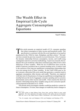 The Wealth Effect in Empirical Life-Cycle Aggregate Consumption Equations