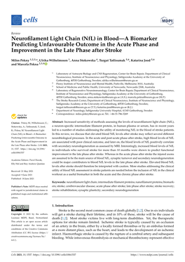Neurofilament Light Chain (Nfl) Levels Predict Functional Improvement in the Late Phase After Stroke