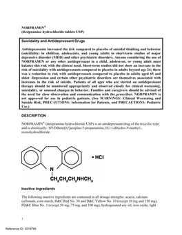 NORPRAMIN® (Desipramine Hydrochloride Tablets USP)