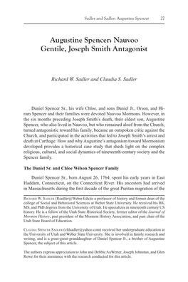 Augustine Spencer: Nauvoo Gentile, Joseph Smith Antagonist