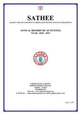Sathee (Society for Advancement in Tribes, Health, Education & Environment)
