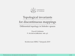 Topological Invariants for Discontinuous Mappings Differential Topology in Sobolev Spaces