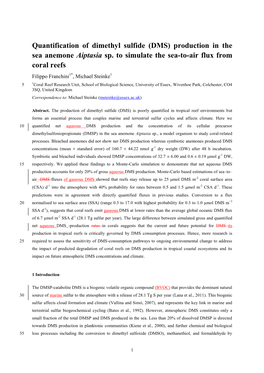 Quantification of Dimethyl Sulfide (DMS) Production in the Sea Anemone Aiptasia Sp