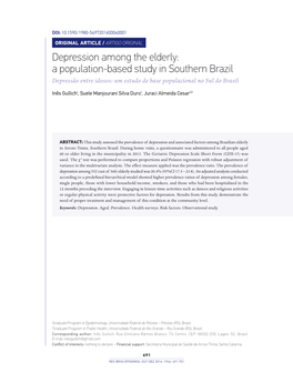 Depression Among the Elderly: a Population-Based Study in Southern Brazil Depressão Entre Idosos: Um Estudo De Base Populacional No Sul Do Brasil