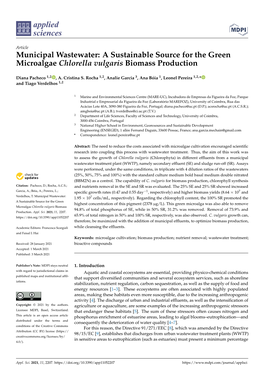 Municipal Wastewater: a Sustainable Source for the Green Microalgae Chlorella Vulgaris Biomass Production