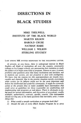 Directions in Black Studies