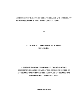 Assessment of the Impacts of Climate Change on Food Security