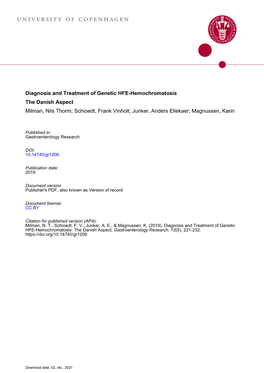 Diagnosis and Treatment of Genetic ﻿HFE﻿-Hemochromatosis: the Danish Aspect