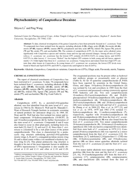 Phytochemistry of Camptotheca Decaisne