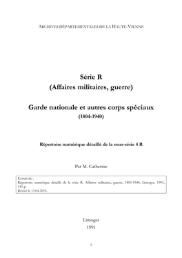 (Affaires Militaires, Guerre) Garde Nationale Et Autres Corps Spéciaux