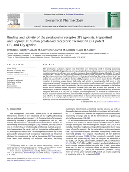 Binding and Activity of the Prostacyclin Receptor (IP) Agonists, Treprostinil