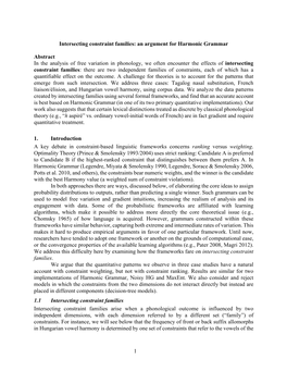 Intersecting Constraint Families: an Argument for Harmonic Grammar