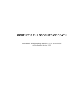 Qohelet's Philosophies of Death