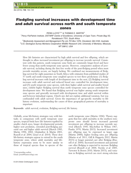 Fledgling Survival Increases with Development Time and Adult Survival Across North and South Temperate Zones