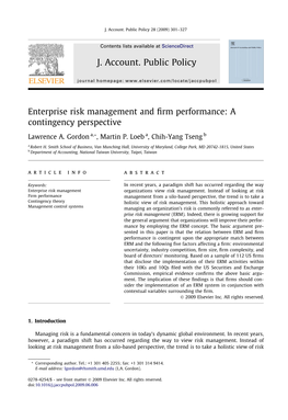 Enterprise Risk Management and Firm Performance