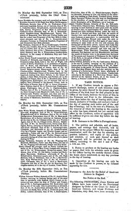 On Monday the 29Th September 1851, at Ten "O'clock Precisely