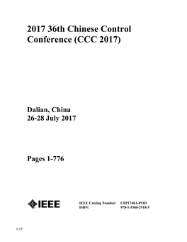 2017 36Th Chinese Control Conference (CCC 2017)