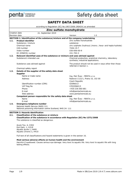 Zinc Sulfate Monohydrate Creation Date 21