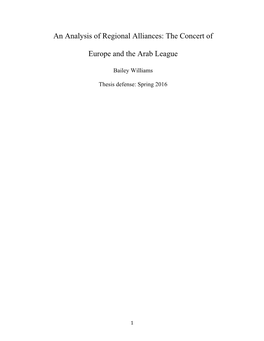 An Analysis of Regional Alliances: the Concert of Europe and the Arab League