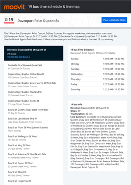 19 Bus Time Schedule & Line Route