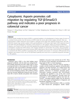 Cytoplasmic Asporin Promotes Cell Migration by Regulating TGF-Î²