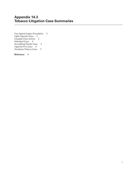 Appendix 14.3 Tobacco Litigation Case Summaries