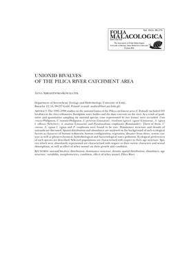 Unionid Bivalves of the Pilica River Catchment Area