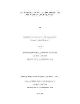 Ground Water Pollution Potential of Warren County, Ohio