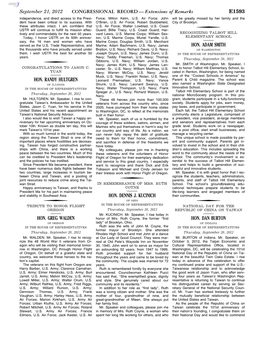 CONGRESSIONAL RECORD— Extensions of Remarks E1593 HON